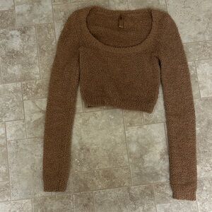 SKIMS Cozy Brown Scoop Neck Sweater